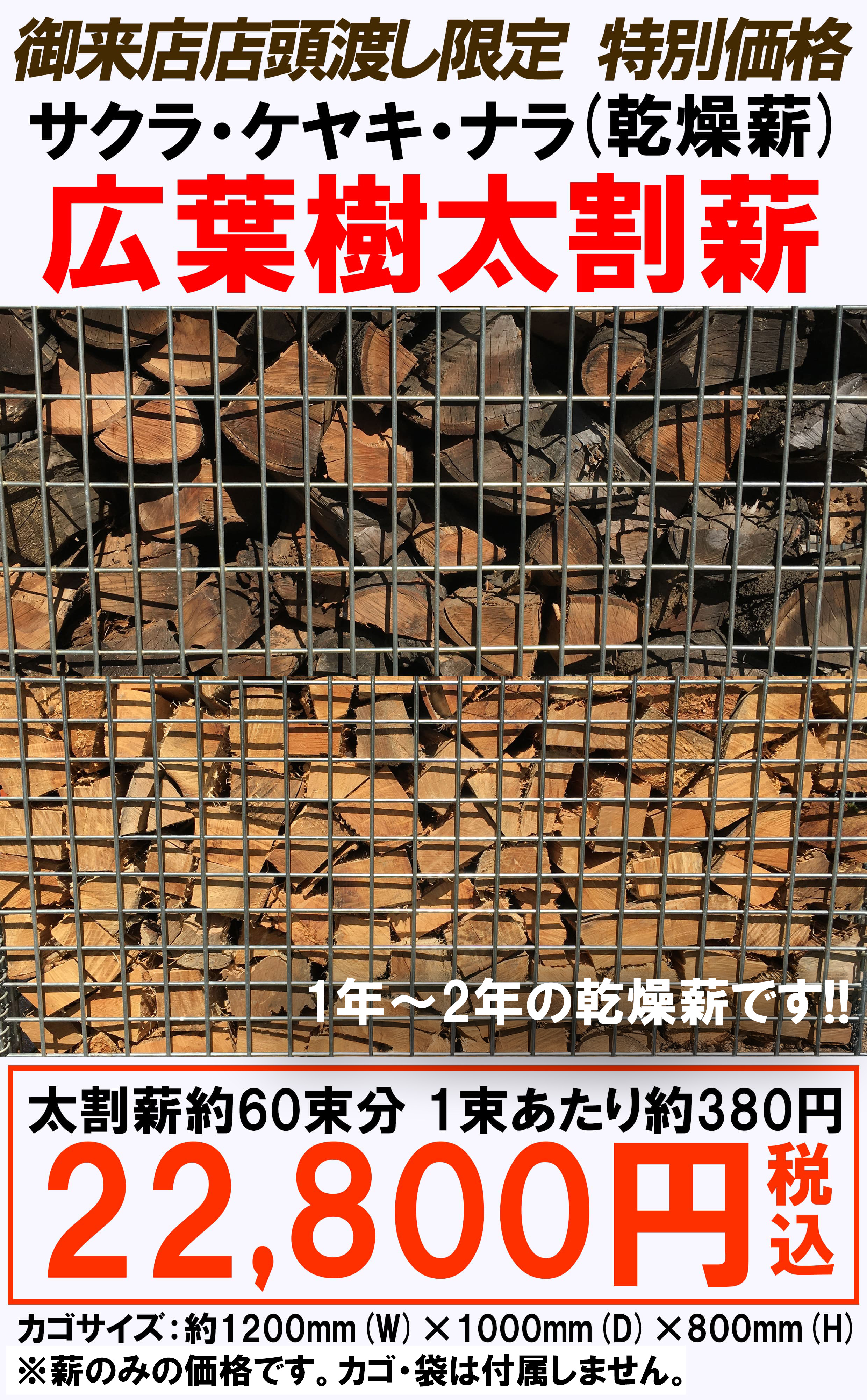 広葉樹大太薪